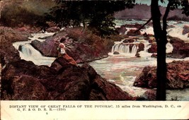 Vintage POSTCARD-DISTANT View Of Great Falls Of The Potomac, 15 Mi. From Dc BK59 - £4.73 GBP