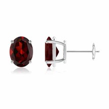 ANGARA Natural Garnet Oval Solitaire Stud Earrings in 14K Gold (AAA, 9x7mm) - £342.43 GBP