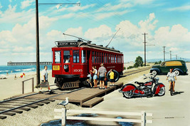 Newport Beach Trolly Metal Sign by Stan Stokes - $29.95