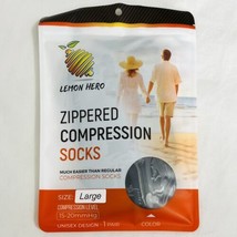 Zippered Compression Socks Open Toe 15-20mmHg Black Lemon Hero Unisex Size L NEW - £15.16 GBP