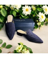 Cole Haan Piper Mule Slip On Sandals 6B Marine Blue Suede 1.5” Heels- Le... - $801.18 MXN