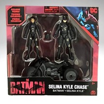 Batman Selina Kyle Chase Pack 2 Action Figures Helmet Motorcycle DC Comi... - £14.05 GBP
