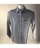 Faconnable Mens Button Front Shirt White Blue Stripe Long Sleeve Pocket ... - $15.99