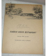 GARDEN HOUSE RESTAURANT DINNER MENU  DIAMOND LAKE, IL 1956 - £4.59 GBP