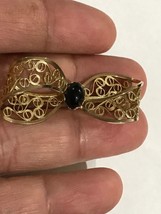 Vintage Duxelles 1/20 12kt GF Filigree Bow Onyx Brooch - £20.03 GBP