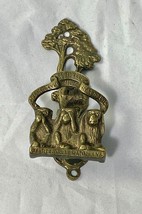 Vintage 3 wise Monkeys Door Knocker Cast Brass Interior - £59.31 GBP