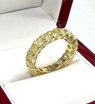 6.13 Ct Oval Cut Fancy Yellow Diamond Wedding Full Eternity Band 18k Gold - £9,645.44 GBP