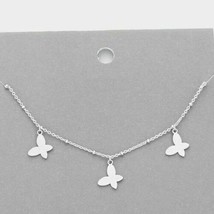 Silver Butterfly Necklace Collar Pendant Chain Statement Charm Fashion Jewelry - £20.90 GBP