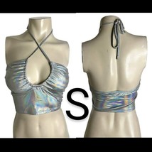 Silver Holographic Halter Crop Top~Size S - £16.39 GBP