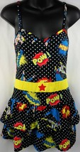 DC COMICS Polka Dot Womens Superhero Layered Sleepwear Pajamas Size M - £7.24 GBP