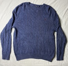 Polo Ralph Lauren Silk Cable Knit Sweater Men’s XL Blue Pullover - $50.00