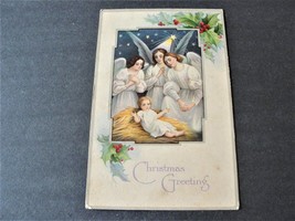 Christmas Greetings, Floral Design - Unposted 1900s Postcard. - £9.49 GBP