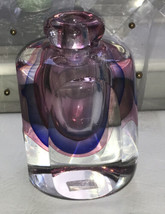 Fifth Avenue Crystal LTD Blues &amp; Pinks Perfume Bottle No Stopper, Bud Vase, 5”H - £15.44 GBP