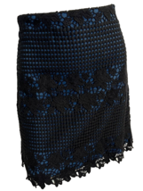 Ann Taylor Loft Blue Skirt with Black Lace Overlay Pencil Skirt Size 10 - $18.99