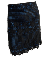 Ann Taylor Loft Blue Skirt with Black Lace Overlay Pencil Skirt Size 10 - $26.29 CAD
