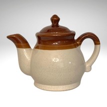 Three Tone Brown Stoneware Teapot with Lid Handmade Glazed Pottery 32oz Vintage - £18.77 GBP
