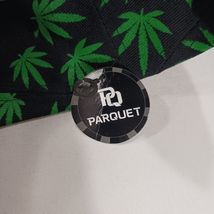 Parquet Marijuana Leaf Men's Back Strap Black Cotton Blend Baseball Cap Hat image 2