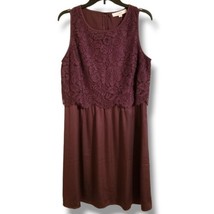 Loft Women&#39;s Size L Cabernet Half Floral Lace Overlay Sleeveless Dress - £36.39 GBP