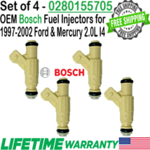 OEM Bosch x4 Fuel Injectors for 1997-2002 Mercury Tracer &amp; Ford Escort 2... - £71.13 GBP