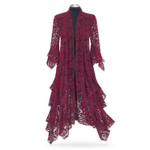 Burgundy Lace Stevie Nicks Vintage Style Velvet Bohemian DeLuxe DeLuxe D... - £239.00 GBP