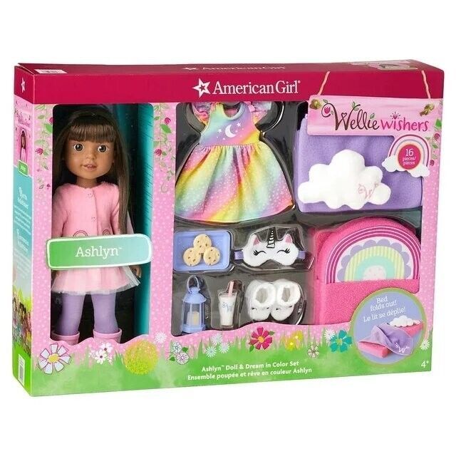 Primary image for American Girl doll Wellie Wisher Ashlyn doll 14" dream in color play set