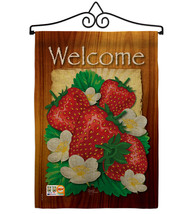 Welcome Strawberries Burlap - Impressions Decorative Metal Wall Hanger Garden Fl - £27.15 GBP