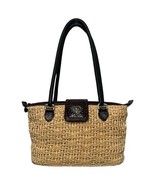 VTG Brighton Purse Brown Leather Straw Woven Double Handle Heart Boho 90... - $67.68 CAD
