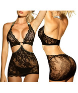Women&#39;s One Piece Black Sexy Clubwear Lingerie Lace Mini Dress - $27.10 CAD
