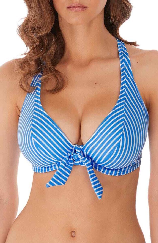 Freya AS6790 Beach Hut High Apex Bikini Top SZ US 36J Blue Moon - $36.70