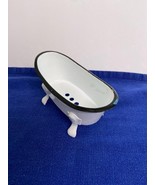 Novelty Enamelware White w Black Trim Old fashioned Bathtub Soap Holder ... - $187.20 MXN