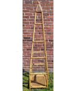 Vintage Bamboo &amp; Cane Glass 4 Tier Pyramid Etagere Shelf 81&quot; Tiki Hawaii... - $1,018.70 CAD