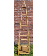 Vintage Bamboo &amp; Cane Glass 4 Tier Pyramid Etagere Shelf 81&quot; Tiki Hawaii... - £584.06 GBP