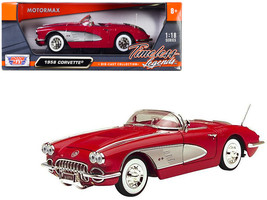 1958 Chevrolet Corvette Convertible Red 1/18 Diecast Model Car by Motormax - $68.98