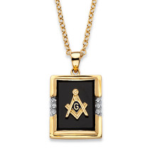 PalmBeach Jewelry Men&#39;s Genuine Black Onyx Masonic Necklace Gold-Plated 20&quot; - £35.60 GBP