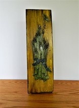 Wooden Stained Painted Asparagus In Relief Art Kitchen Craft Plaque Wall Hanging - £17.52 GBP