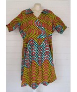New Farem Ex 3X Colorful Wax Print Kente Made in Ghana Cotton Midi Dress - $48.07 CAD