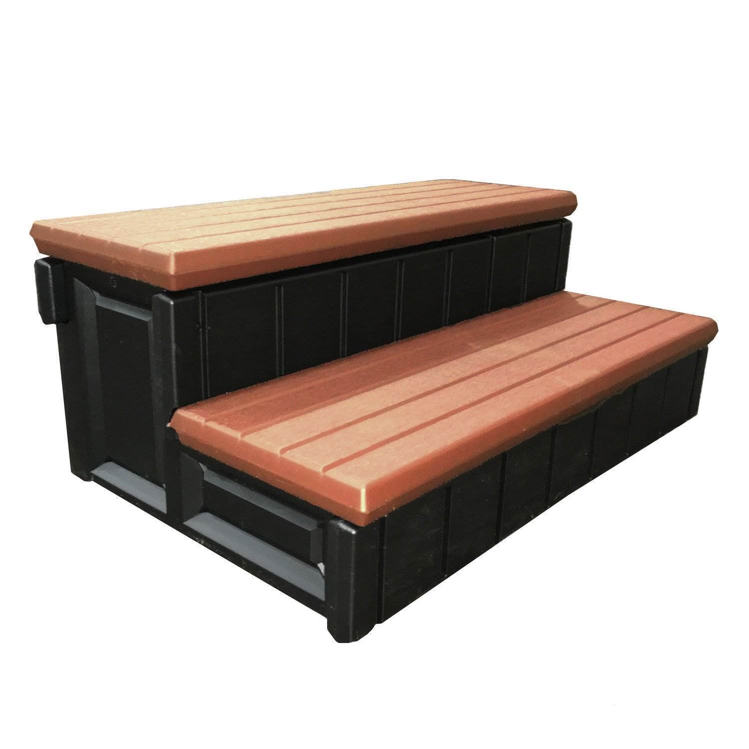 Confer 36" Deluxe 2 Stair Patio Deck Outdoor Spa Steps, Redwood