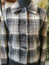 Thalian Women&#39;s Plaid Jacket Tan and Black w/ Red Cuffs Size 10 - $33.00