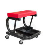 Rolling Creeper Garage Shop Red Padded Seat Mechanic Stool Tool Tray - £50.00 GBP