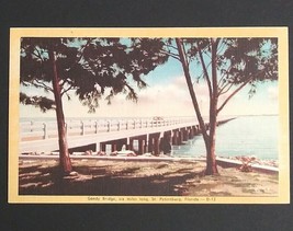 St Petersburg Gandy Bridge Tampa Bay FL Florida Linen Postcard Vintage UNP D-12 - £3.18 GBP