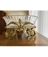 Heavy Glass Gold Etched Planter/ Serving Bowl 13”x 8”x10” - $305.28 CAD
