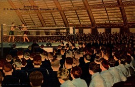 Linen Vintage POSTCARD-BOXING Bout, Us Naval Training Station, Sampson, Ny BK65 - £4.65 GBP