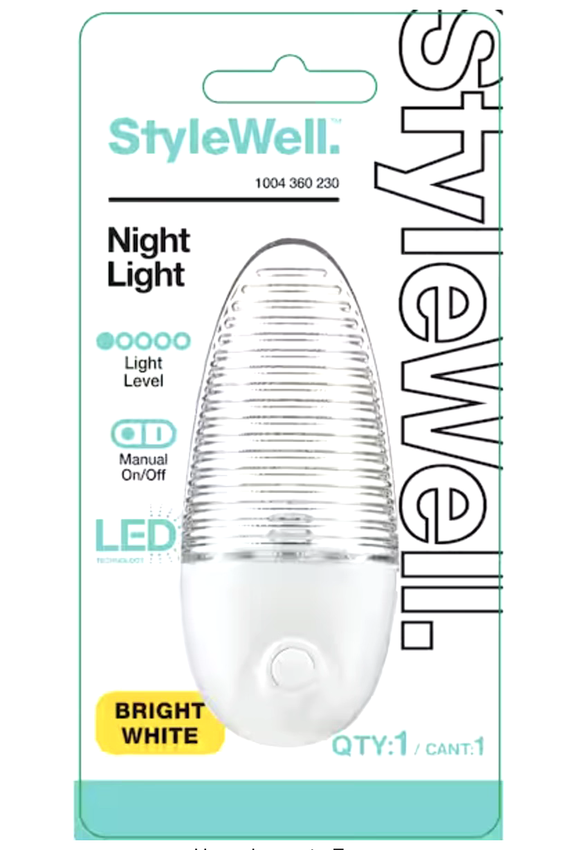 StyleWell Night Light, Manual On/Off Button Switch, Plug-In, Bright White - $4.95