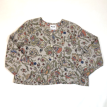 FLAX Womens Linen Button Front Jacket Colorful Floral Paisley Box Size L... - $39.59