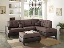 Tufted Reversible 3pc Sectional Sofa with Chaise | Polyfiber - $1,573.99