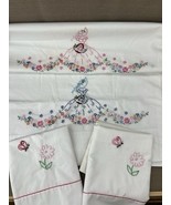 Vintage Southern Belle Cotton Embroidered Pillow Cases Lot of 2 Pink Blue - €18,75 EUR