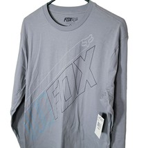 Fox Tee Shirt Gray Mens Medium Standard Fit Blue White Detail - £13.84 GBP