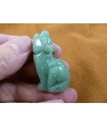 Y-COY-SI-568) Green Aventurine COYOTE gemstone carving FIGURINE baby gem... - $14.01