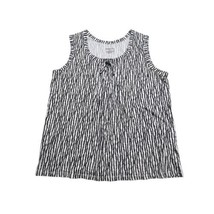 Merona Shirt Women 2XL Black White Striped Tank Top Sleeveless Scoop Neck Blouse - £12.31 GBP