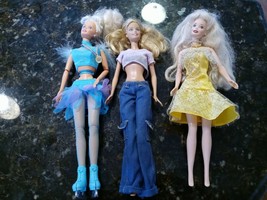 VTG Collectible Barbie USA Olympic Skater Yellow Dress Half Shirt Doll Lot of 3 - $39.95